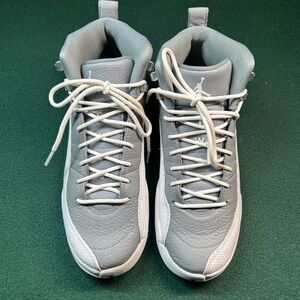 Jordan Light Gray and White High-Top Sneakers